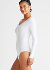 Long Sleeve Shaping Bodysuit - Cotton Seamless from Yummie in White - 3