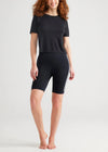 Cora Seamless Shaping Biker Short from Yummie in Black with White Stripe - 3