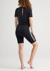 Cora Seamless Shaping Biker Short from Yummie in Black with White Stripe - 4