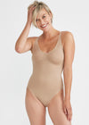 Bella Convertible V-Neck Shaping Bodysuit - Seamless from Yummie in Almond - 1