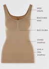 Sadie Shaping Tank w/ Removable Pads from Yummie in Almond - 2