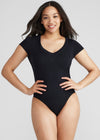 Hailey V-Neck Thong Bodysuit - Rib Seamless from Yummie in Hailey V-Neck Thong Bodysuit - Rib Seamless - 14