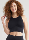 Kelly High-Neck Longline Bra Top - Seamless from Yummie in Black - 2