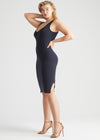 2-Way Smoothing Dress with Side Slits from Yummie in Black - 4